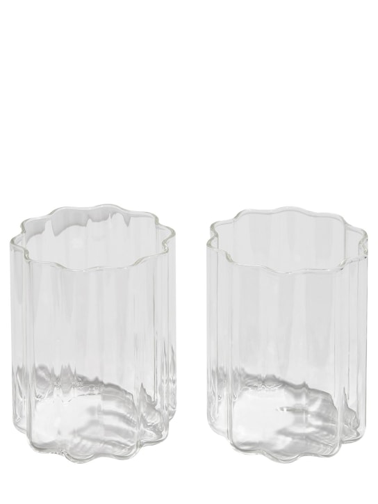 FAZEEK: Set of 2 Wave glasses - Transparent - ecraft_0 | Luisa Via Roma