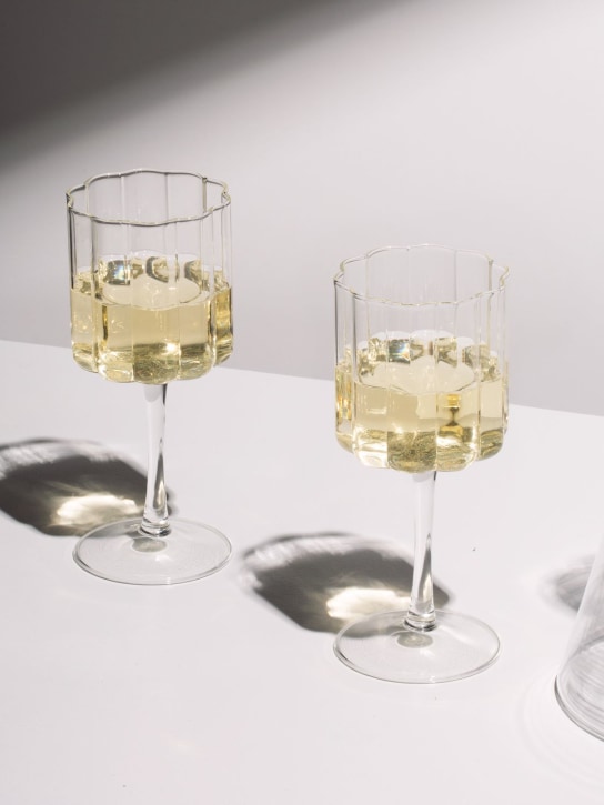 FAZEEK: Set of 2 Wave wine glasses - Transparent - ecraft_1 | Luisa Via Roma