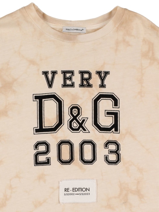 Dolce&Gabbana: T-shirt in jersey di cotone tie dye - Beige - kids-boys_1 | Luisa Via Roma