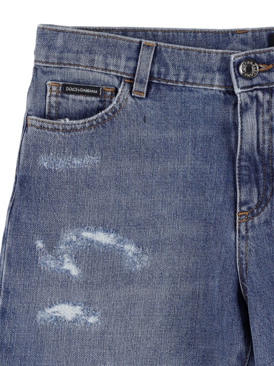 Dolce&Gabbana: Jeans de denim de algodón lavados a piedra - Denim - kids-girls_1 | Luisa Via Roma