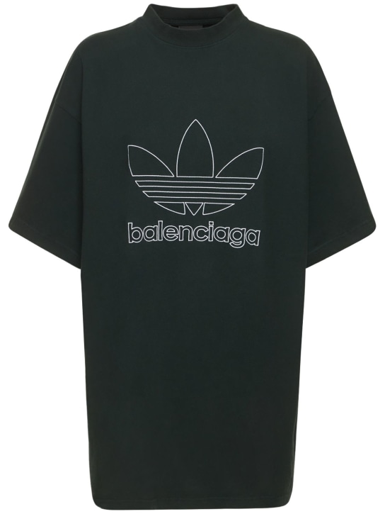 Balenciaga: T-shirt oversize adidas in cotone - Cypress Green - men_0 | Luisa Via Roma