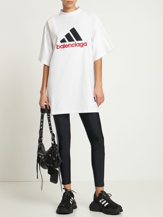 Balenciaga: T-shirt oversize adidas - Bianco/Nero - women_1 | Luisa Via Roma
