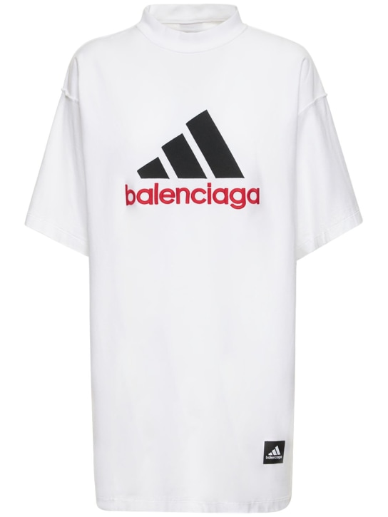 Balenciaga: T-shirt oversize adidas - Bianco/Nero - women_0 | Luisa Via Roma