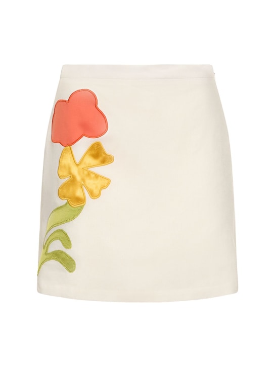 Marni: Embroidered linen blend mini skirt - White - women_0 | Luisa Via Roma