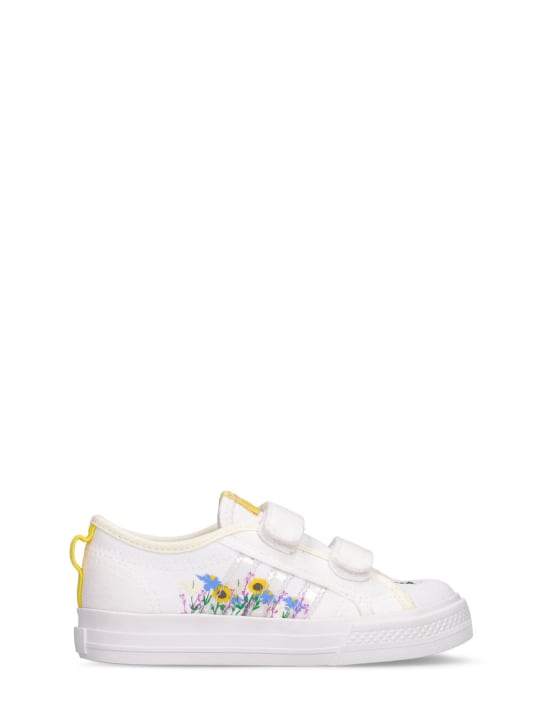 adidas Originals: Nizza printed strap sneakers - White - kids-girls_0 | Luisa Via Roma