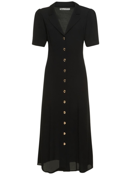 Reformation: Wilde viscose blend midi dress - Black - women_0 | Luisa Via Roma