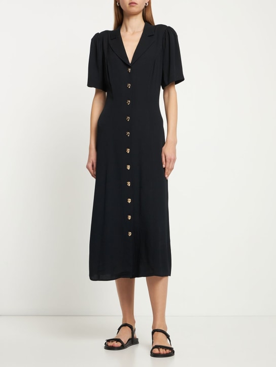 Reformation: Wilde viscose blend midi dress - Black - women_1 | Luisa Via Roma