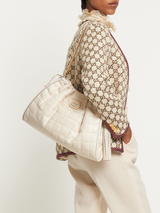 Gucci: Borsa shopping Gucci Deco in pelle trapuntata - Mystic White - women_1 | Luisa Via Roma