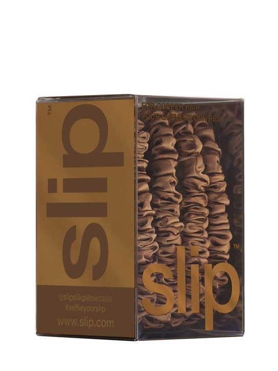 Slip: Set of 4 skinny silk scrunchies - Kupferrot - beauty-women_1 | Luisa Via Roma