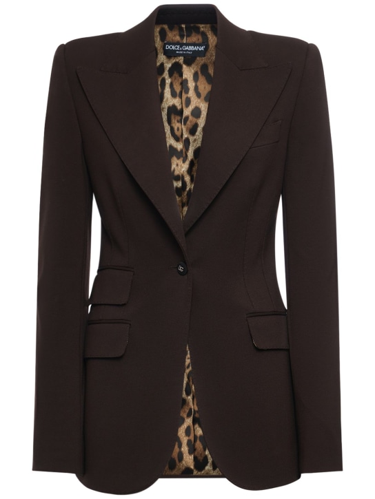 Dolce&Gabbana: Single breast jersey jacket - Brown - women_0 | Luisa Via Roma