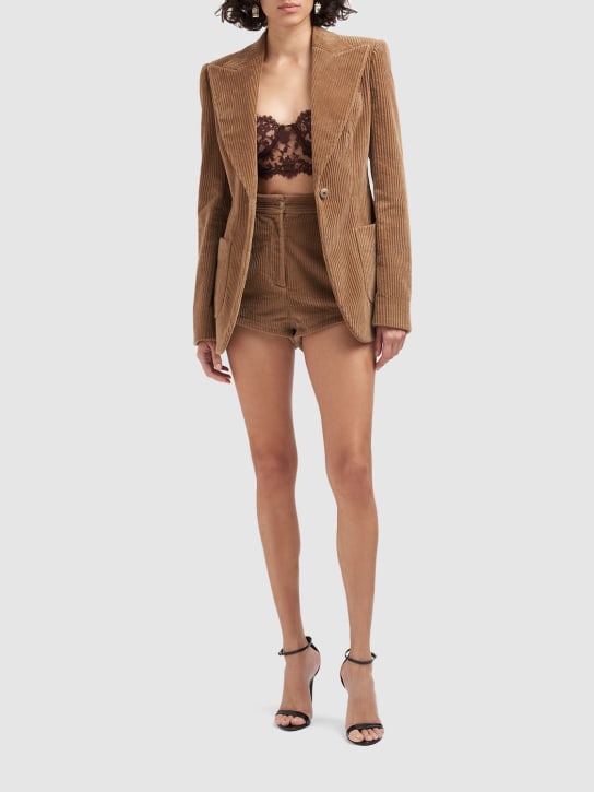 Dolce&Gabbana: Single breast corduroy jacket - Beige - women_1 | Luisa Via Roma