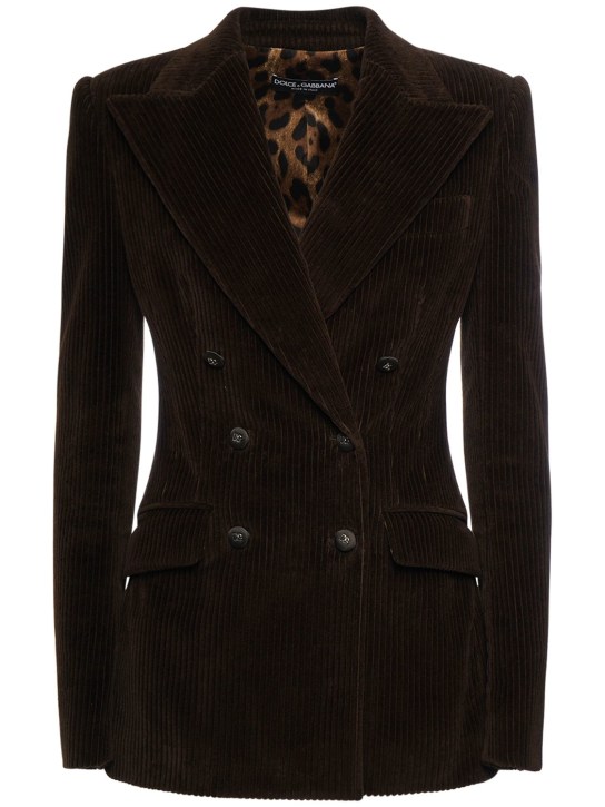 Dolce&Gabbana: Double breast corduroy jacket - Brown - women_0 | Luisa Via Roma