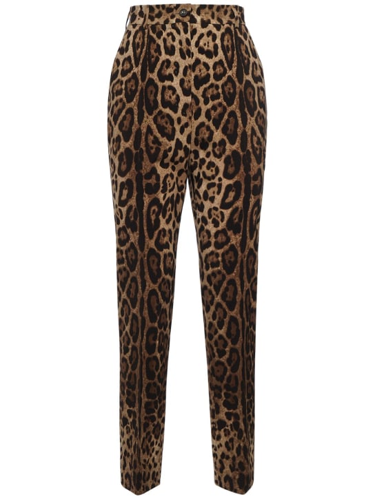 Dolce&Gabbana: Leopard print high rise straight pants - Multicolor - women_0 | Luisa Via Roma