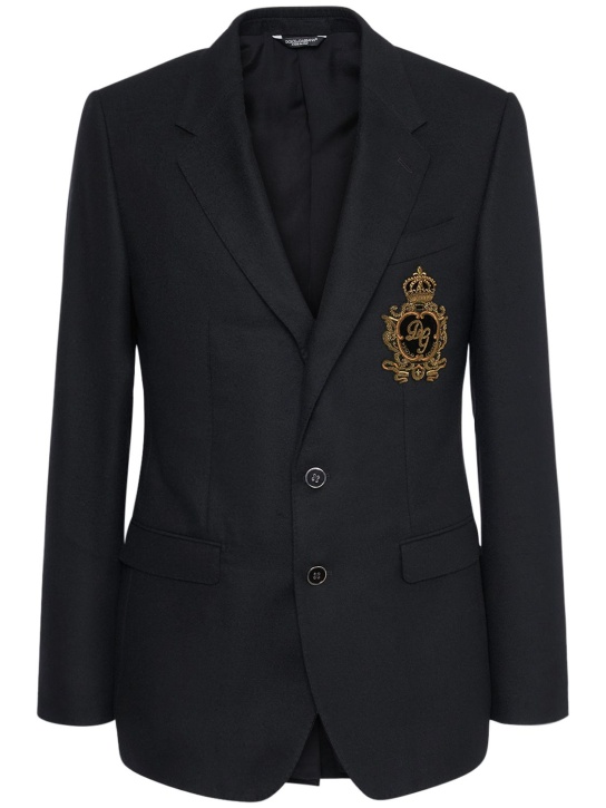 Dolce&Gabbana: Logo wool & cashmere jacket - Black - men_0 | Luisa Via Roma