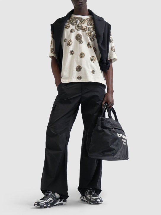 Dolce&Gabbana: Camiseta de algodón estampada - Blanco - men_1 | Luisa Via Roma