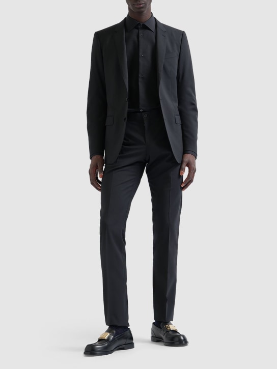 Dolce&Gabbana: Two-piece stretch wool suit - Black - men_1 | Luisa Via Roma