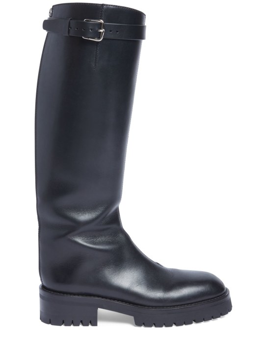 Ann Demeulemeester: 50mm Nes leather tall boots - Black - women_0 | Luisa Via Roma