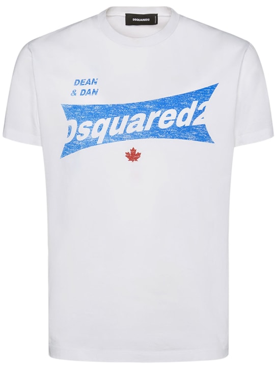 Dsquared2: Logo印花棉质平纹针织T恤 - men_0 | Luisa Via Roma