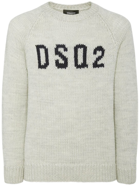 Dsquared2: Logo intarsia wool sweater - Grey Black - men_0 | Luisa Via Roma
