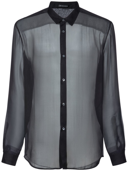 Ann Demeulemeester: Benard silk chiffon shirt - Black - men_0 | Luisa Via Roma