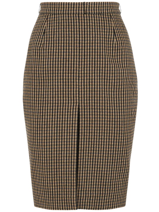 Saint Laurent: Wool blend midi skirt - Beige/Schwarz - women_0 | Luisa Via Roma