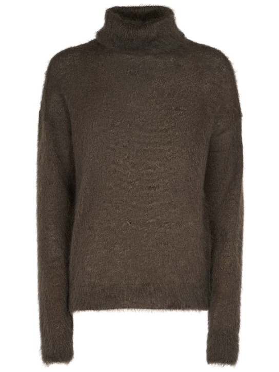 Saint Laurent: Mohair blend turtleneck sweater - Braun - women_0 | Luisa Via Roma