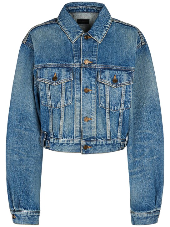 Saint Laurent: 80's cotton denim jacket - Vintage Blau - women_0 | Luisa Via Roma