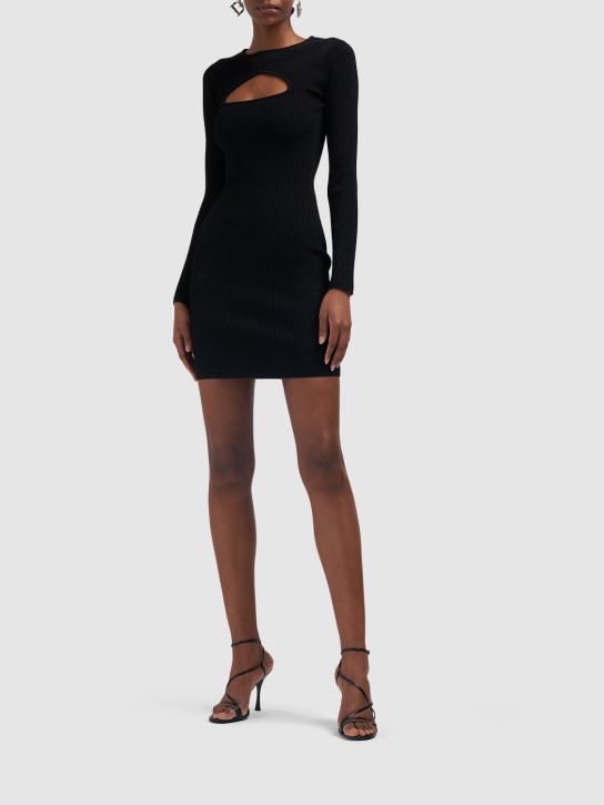 Dsquared2: Compact knit cutout mini dress - Black - women_1 | Luisa Via Roma