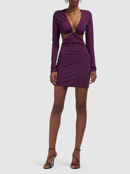 Dsquared2: Embellished jersey cutout mini dress - Purple - women_1 | Luisa Via Roma
