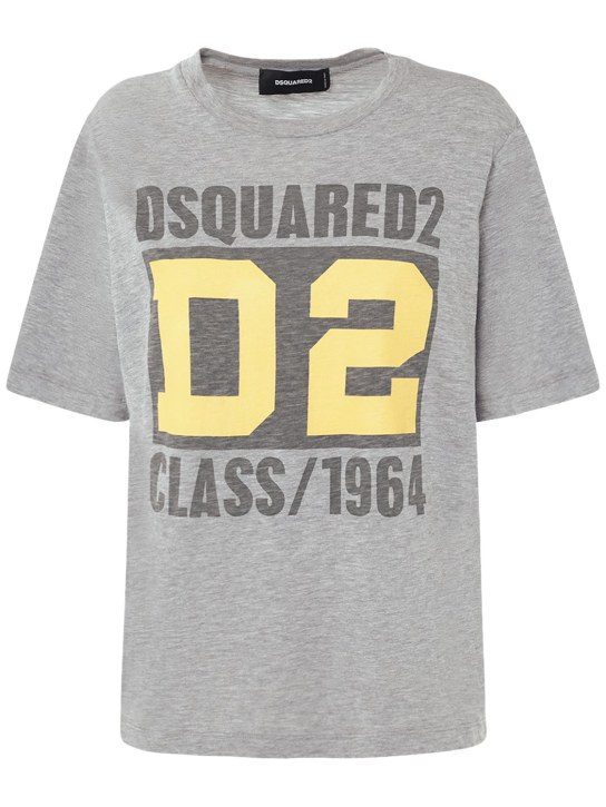 Dsquared2: Printed logo relaxed fit jersey t-shirt - Grey - women_0 | Luisa Via Roma