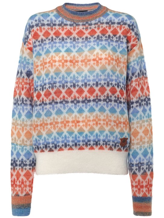 Dsquared2: Mohair blend jacquard knit sweater - Multicolor - women_0 | Luisa Via Roma