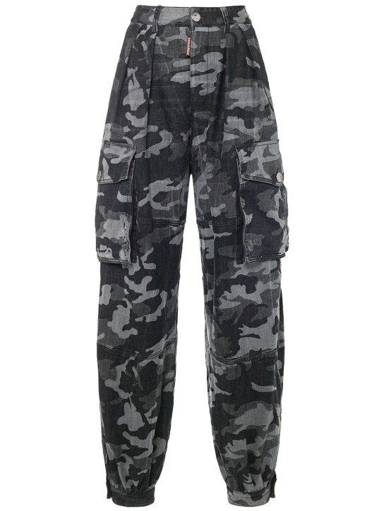 Dsquared2: Camouflage printed wide leg cargo pants - Multicolor - women_0 | Luisa Via Roma