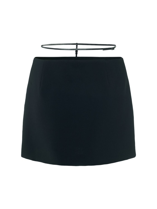 Dsquared2: Icon logo cady mini skirt w/ belt - women_0 | Luisa Via Roma