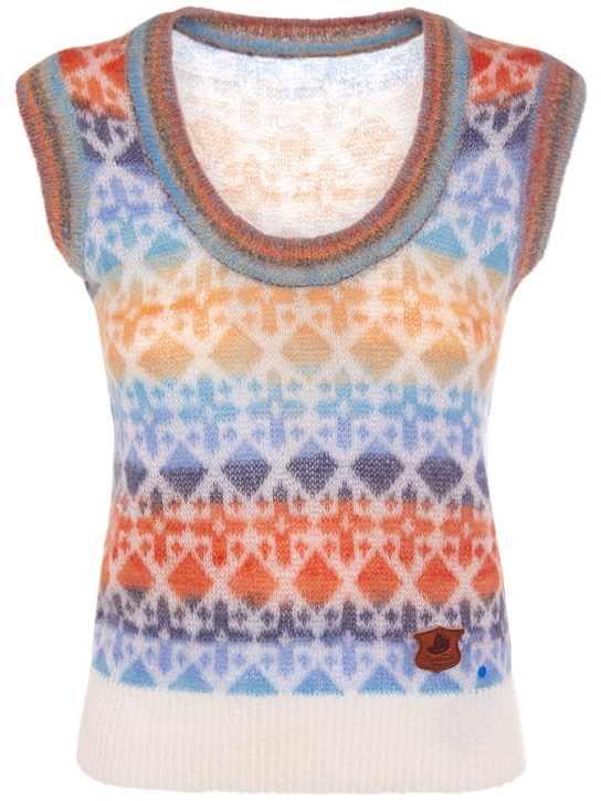 Dsquared2: Mohair blend jacquard knit vest - Multicolor - women_0 | Luisa Via Roma