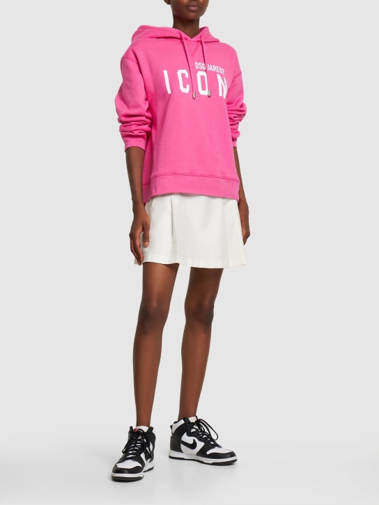 Dsquared2: Icon logo print cotton jersey hoodie - Pink - women_1 | Luisa Via Roma