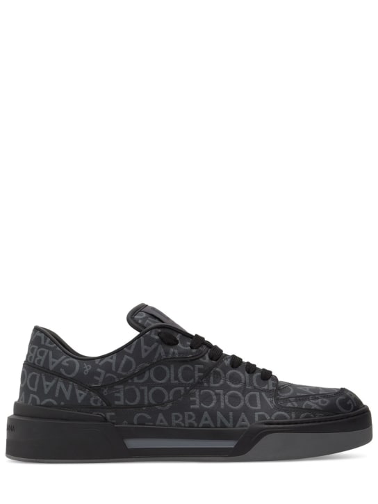 Dolce&Gabbana: New Roma monogram sneakers - Black/Grey - men_0 | Luisa Via Roma