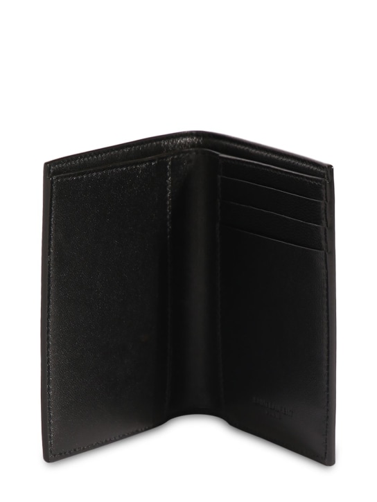 Saint Laurent: Saint Laurent leather card wallet - Black - men_1 | Luisa Via Roma