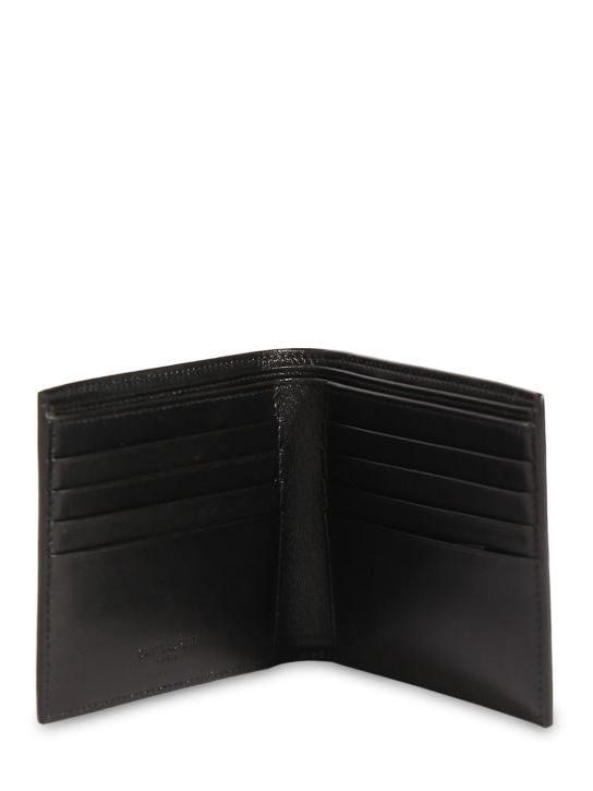 Saint Laurent: East/West leather wallet - Black - men_1 | Luisa Via Roma