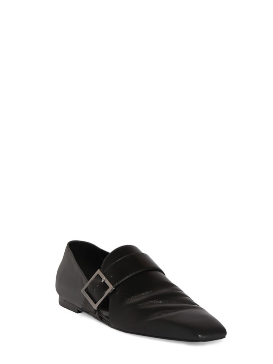 Saint Laurent: Chaussures sans lacets en cuir Tristan - Noir - men_1 | Luisa Via Roma
