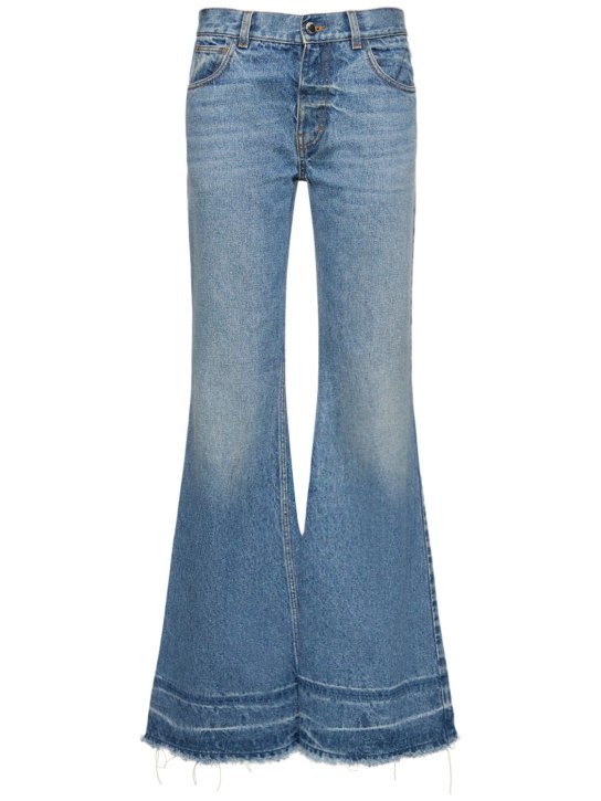 Chloé: Low rise flared denim jeans - Blue - women_0 | Luisa Via Roma