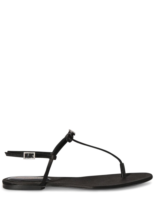 Saint Laurent: 10mm New Flat viscose blend sandals - Black - women_0 | Luisa Via Roma