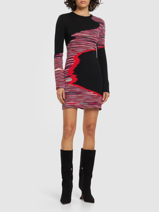 Missoni: Space dyed wool knit mini dress - Black/Red - women_1 | Luisa Via Roma