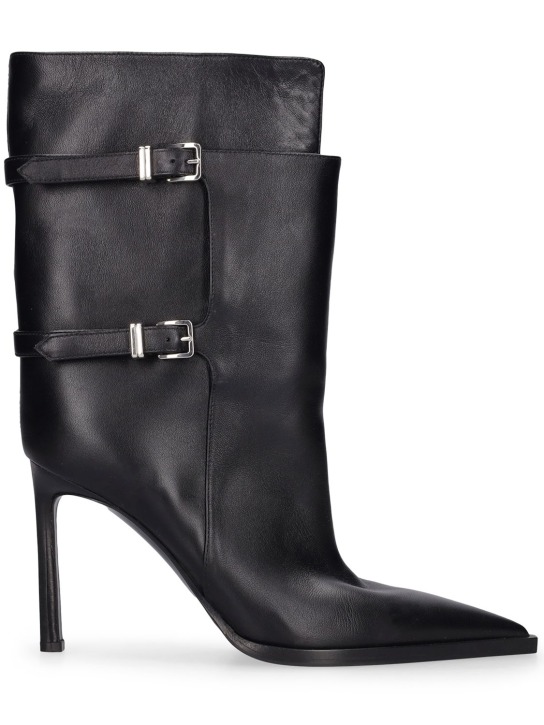 Sergio Rossi: 95mm Leather ankle boots - Black - women_0 | Luisa Via Roma