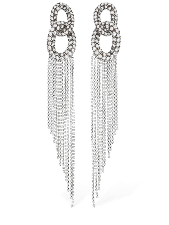 Isabel Marant: Starlight ring pendant earrings - Silver/Crystal - women_0 | Luisa Via Roma