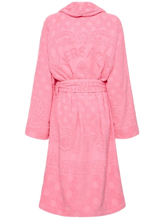 Versace: Versace On Repeat long bathrobe - Flamingo - women_1 | Luisa Via Roma