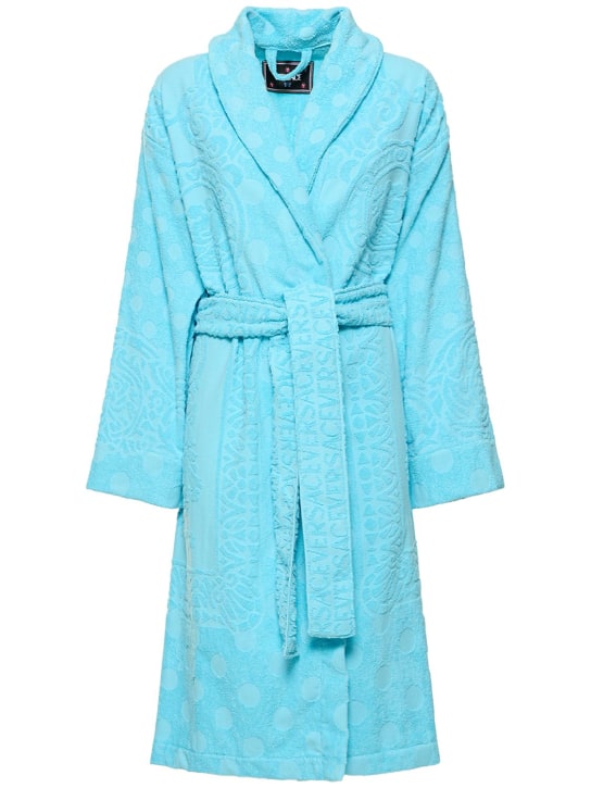 Versace: Versace On Repeat long bathrobe - Azur - ecraft_0 | Luisa Via Roma