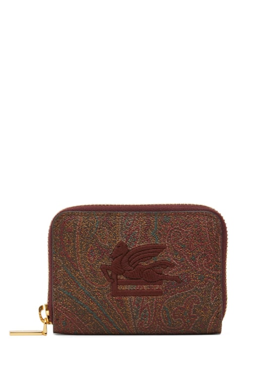 Etro: Paisley zip around canvas wallet - Rosso - women_0 | Luisa Via Roma