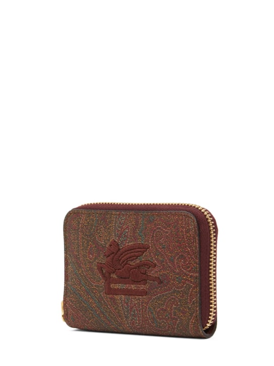 Etro: Paisley zip around canvas wallet - Rosso - women_1 | Luisa Via Roma