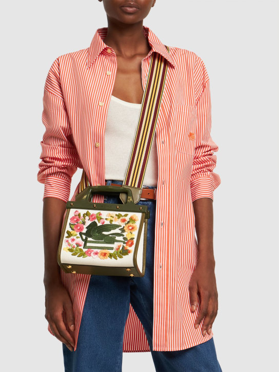 Etro: Mini Love Trotter canvas top handle bag - Multicolor - women_1 | Luisa Via Roma