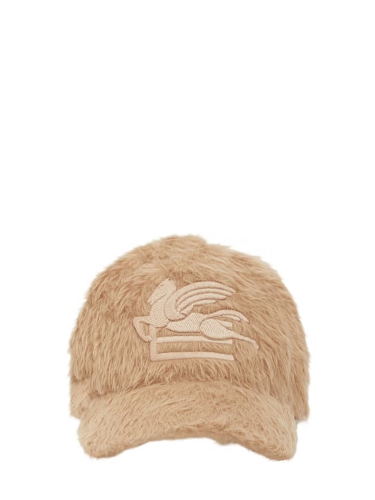 Etro: Logo faux fur baseball cap - Beige - women_0 | Luisa Via Roma